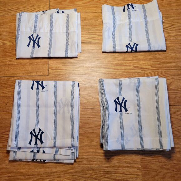 NEW YORK YANKEES Curtain Set 4 Panels 2 Valance VTG 1996 Decorative MLB RARE - Picture 16 of 16